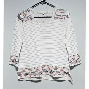 Maje Ribbed V-Neck 3/4 Sleeve Top